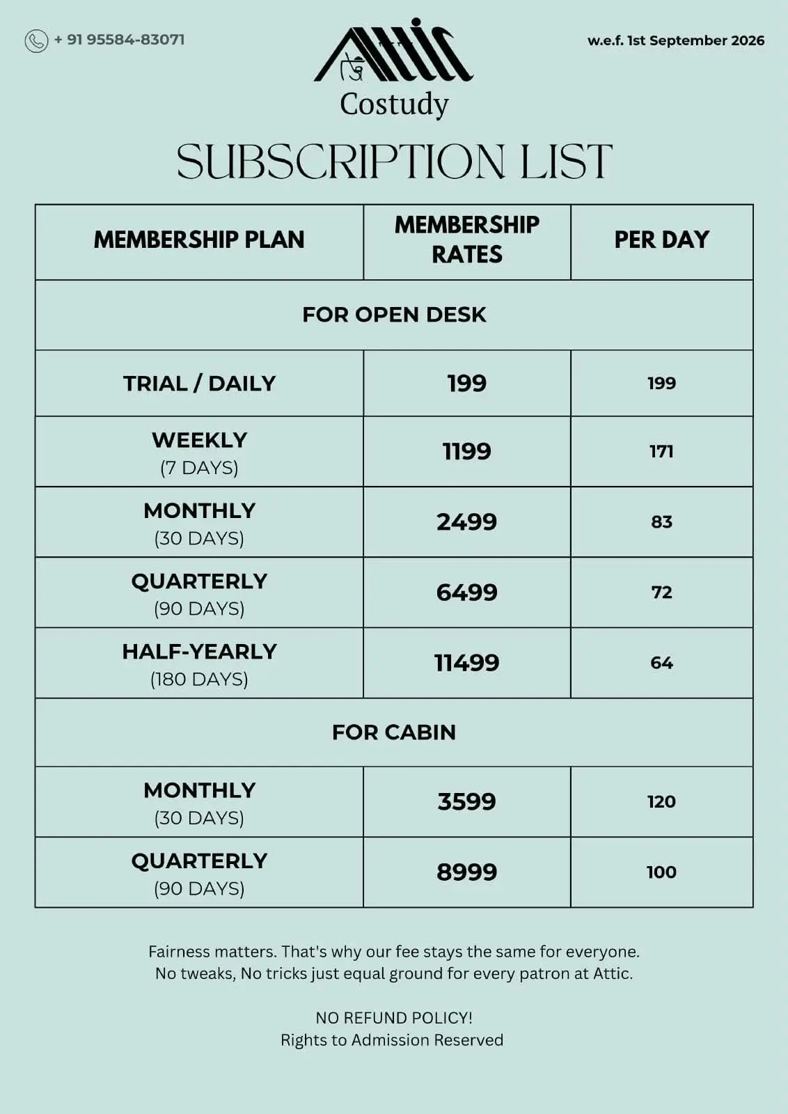 Attic Membership Plans